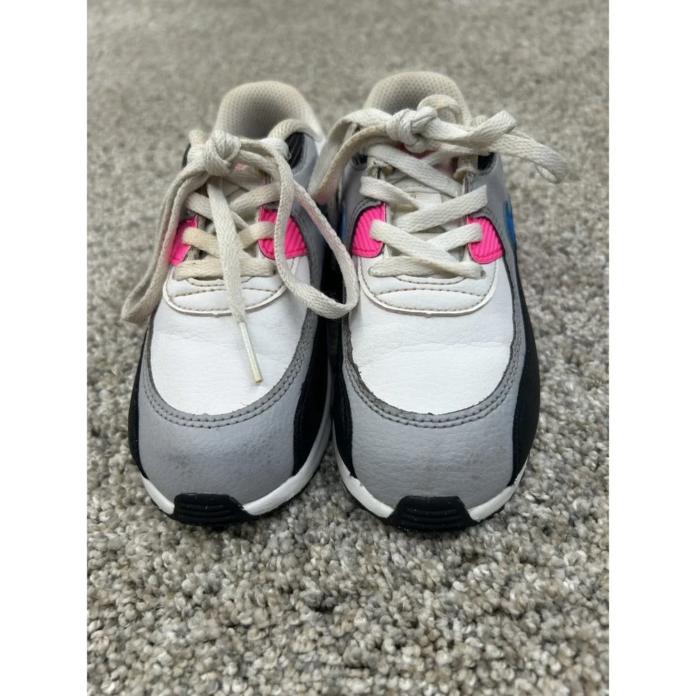 Size 10C Nike Air Max 90 Leather TD White/Pink 833379-107